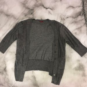 Gray quarter sleeve cardigan